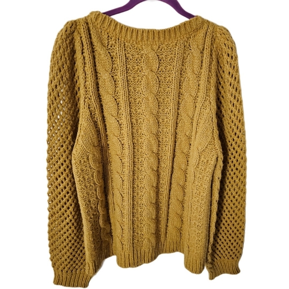 LoveShackFancy Mustard Cable Knit Sweater - Picture 3 of 11